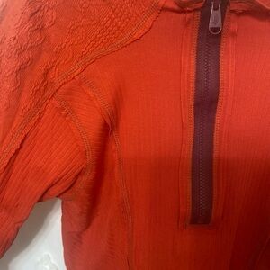 Free People Movement Red Quarter-Zip Sweater